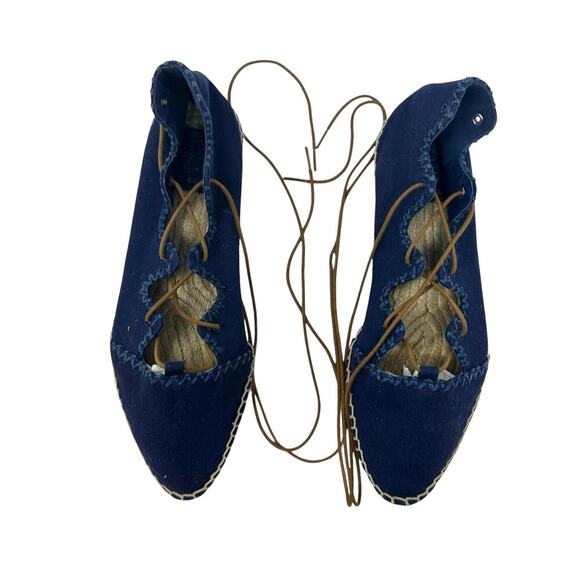 Tory Burch Sonoma Gillie Espadrille Navy‎ Blue Canvas Lace Up Flats Size US 7 - Picture 14 of 14